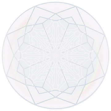 A white-blue, snowflake-detailed circle.